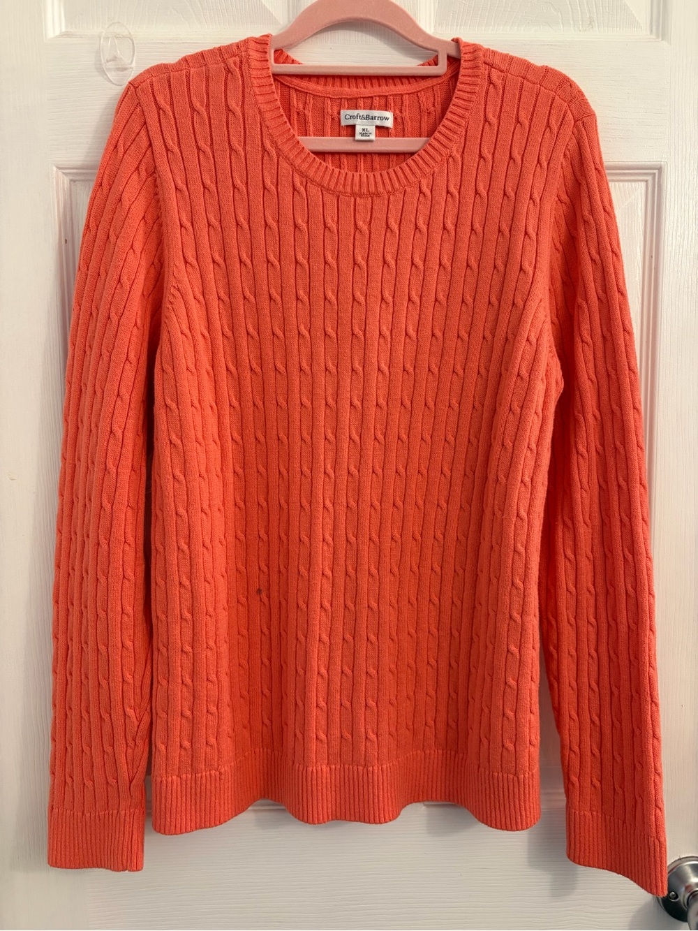 croft & barrow Coral Cable-Knit Crewneck Sweater Size XL $10
